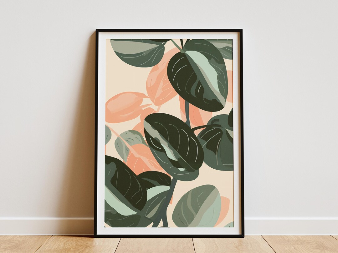 Minimalist Green Peach Plant Poster Botanical Illustration Wall Art ...