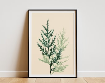 Minimalist Plant Poster Botanical Art Print Green Greenery Wall Decor Home Office Decor
