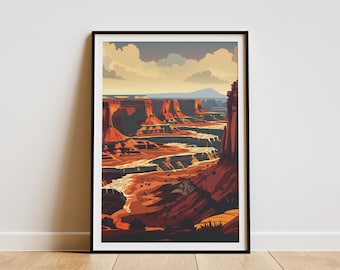 Plakat Parku Narodowego Canyonlands Plakat podróżniczy Vintage Krajobraz Sztuka Wydruk Utah Park Narodowy Sztuka