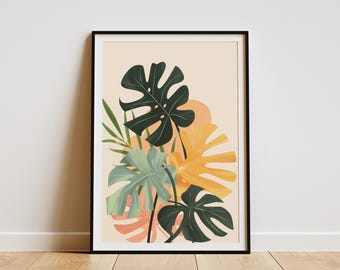 Tropical Leaf Poster Modern Minimalist Boho Art Print Wall Decor Home Decor