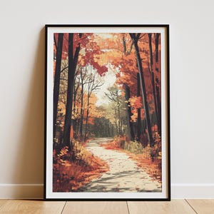 Herbst Wald Weg Poster Vintage Stil Herbst Wand Kunst Druck Rustikal Wohn Dekor Wald Landschaft Druck Natur Spaziergang Kunst Herbst Saison Dekor