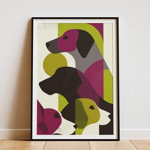 Minimalist Dog Art Print Abstract Canine Poster Modern Wall Art Dog Lover Gift Colorful Dogs Artwork Home Decor  Pet Portrait