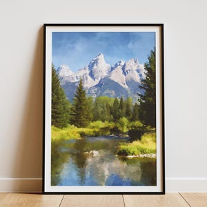 Grand Teton National Park Poster Travel Art Print Mountain Landscape Wall Art Wyoming Decor Nature Photography Vacation Souvenir Gift Idea
