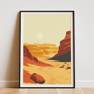 Negev-Wüste Israel Poster Minimalistischer Kunstdruck Landschaft Illustration Wüste Kunst Wanddekor