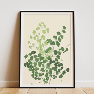 Maidenhair Fern Illustration Print Botanical Wall Art Minimalist Green Plant Art Home Decor