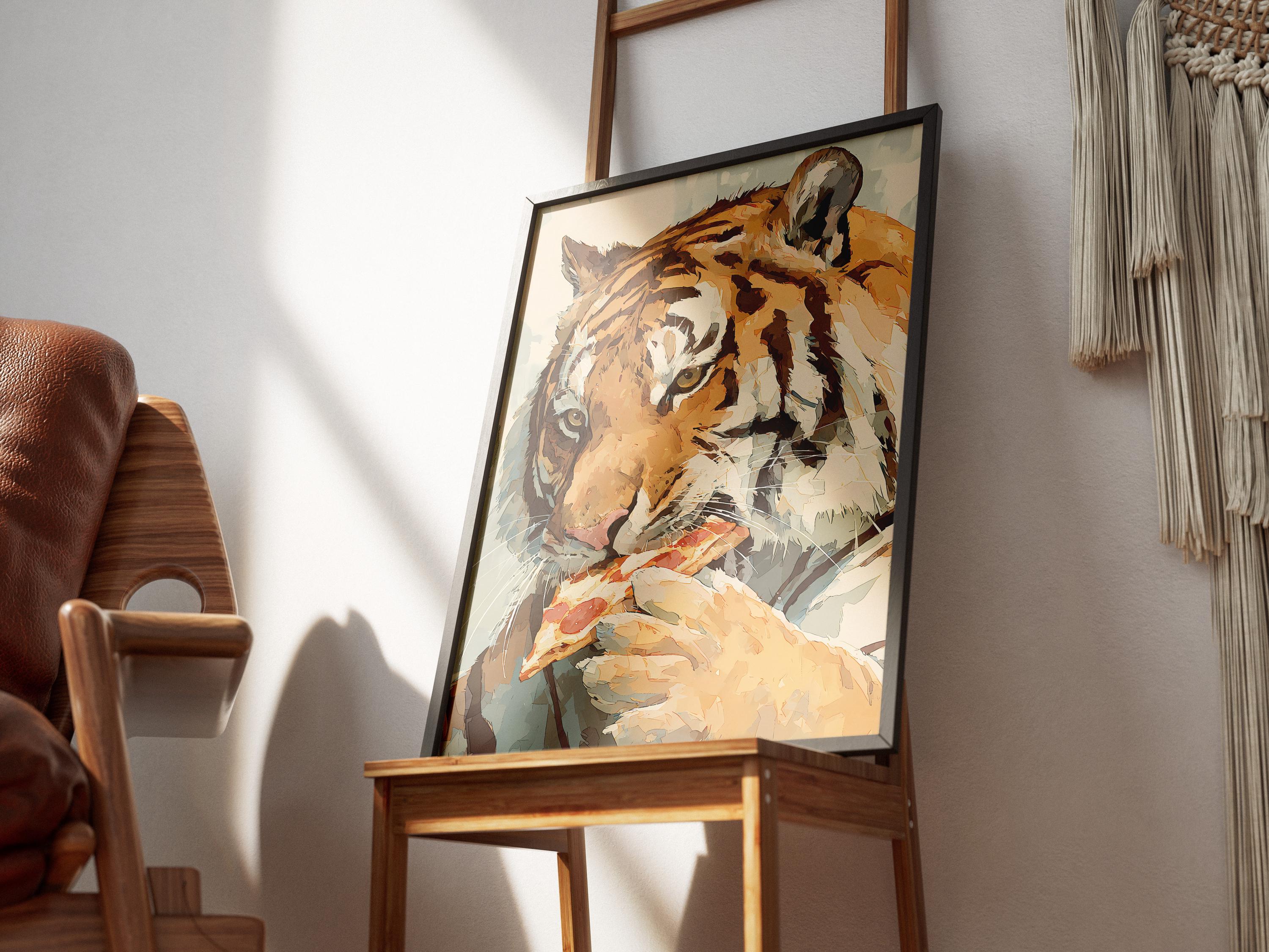 Poster Décoratif Tigre Chanceux - Impression D'Art Murale - Idée Cadeau Décoration Maison