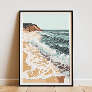 Poster con onde oceaniche, arte murale sulla spiaggia, decorazione costiera, stampa moderna sul mare, pittura astratta con onde, arte del surf, stampa estiva sulla spiaggia, stampa sull&#39;oceano, stampa sulla schiuma di mare