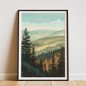 Schwarzwald Deutschland Poster Vintage Reiseplakat Minimalistische Kunst Landschaft Wand Kunst Druck Natur Wald Kunst