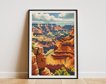 Arizona Grand Canyon National Park Poster Print Vintage Travel Poster Mid Century Modern Nature Art