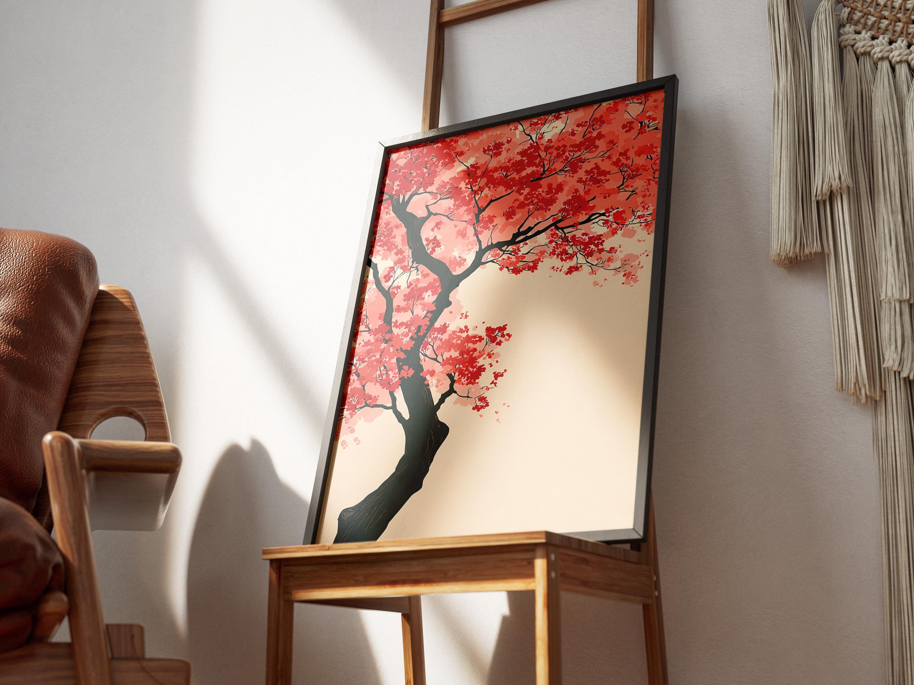 Japanese Cherry Blossom Tree Art Print Traditional Ukiyoe Style Wall ...