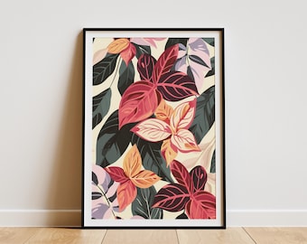 Tropical Leaves Print Boho Wall Art Minimalist Poster Modern Botanical Art Abstract Plant Print Home Decor