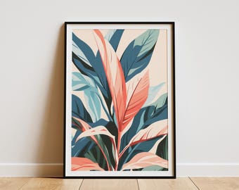 Tropisches Blatt Kunstdruck minimalistische Boho-Wand-Dekor abstrakte grüne Pflanze Poster Wohnkultur