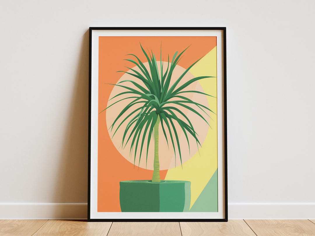 Minimalist Palm Tree Poster Abstract Green Botanical Art Print for Home ...