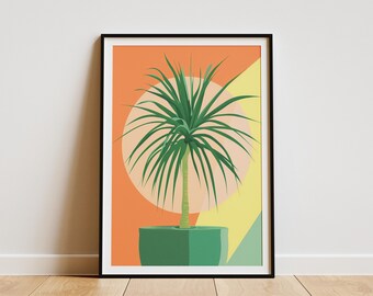 Minimalist Palm Tree Poster Abstract Green Botanical Art Print for Home Decor