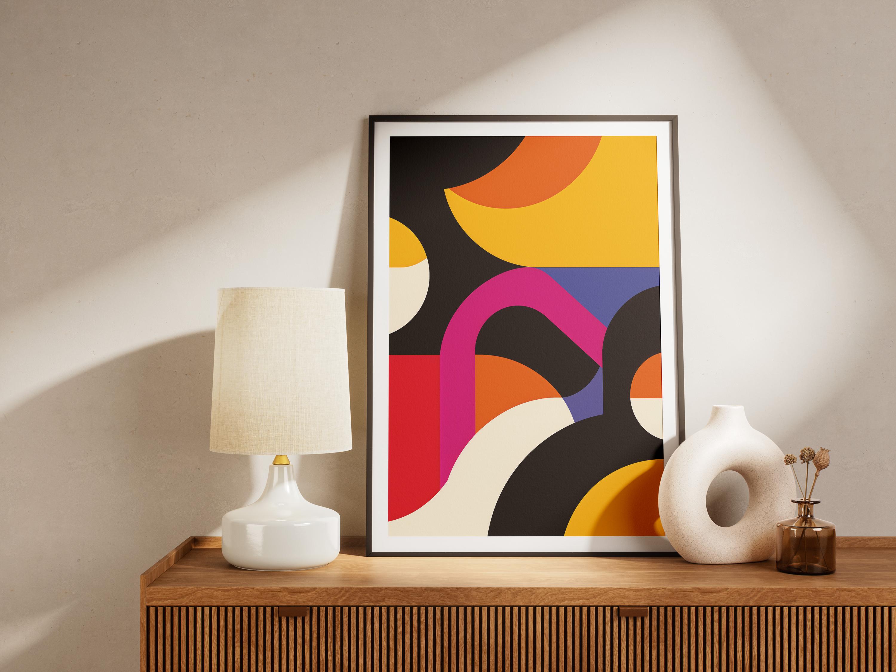 Abstract Geometric Wall Art Print Modern Minimalist Poster Mid Century ...