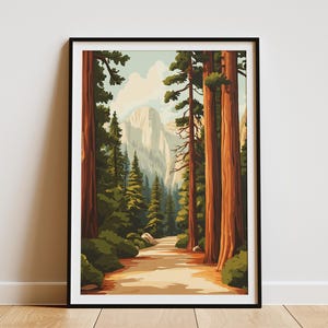 Sequoia National Park Poster Kalifornien Natur Art Print Yosemite Valley Landschaft Redwood Wald Wanddekoration Riesenmammutbäume Wandern