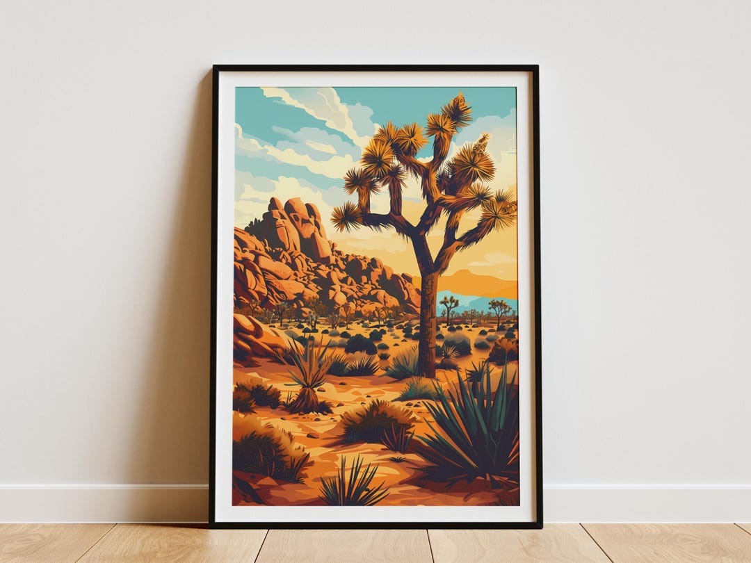 Joshua Tree National Park Poster Vintage Travel Poster Desert Landscape ...