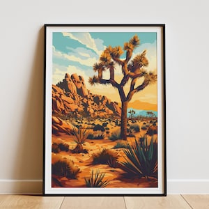Joshua Tree National Park Poster Vintage Travel Poster Desert Landscape Art Print California Desert Art