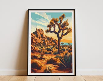 Joshua Tree Nationalpark Poster Vintage Reiseplakat Wüste Landschaft Kunstdruck Kalifornien Wüste Kunst
