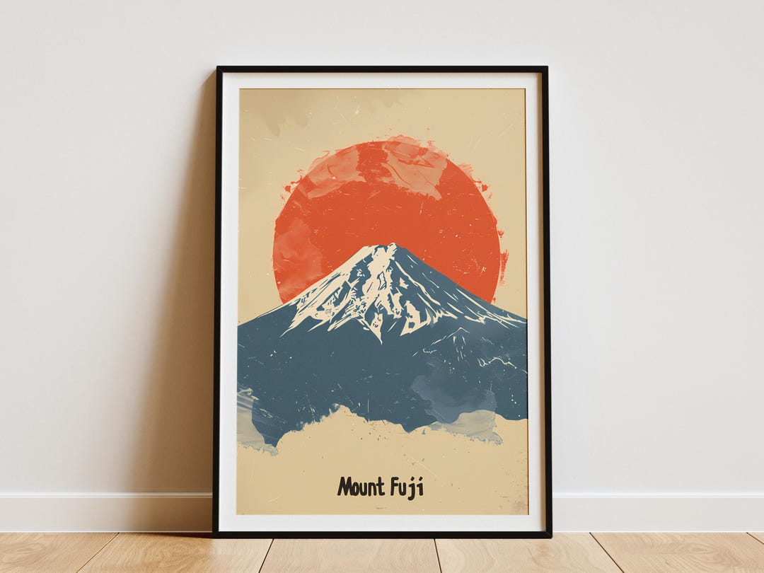 Mount Fuji Japan Minimalist Poster Travel Art Print Modern Japan ...