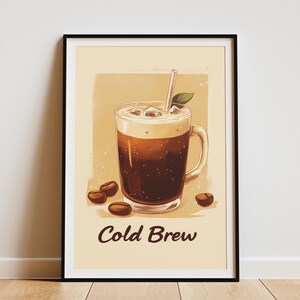 Impressão de pôster de café gelado Arte de parede Bebida de café Cafeína Bebida Menu de café Decoração de cafeteria Impressão de cozinha Download instantâneo