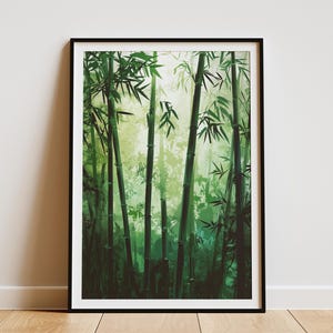 Bambuswald Kunstdruck Grüner Bambus Poster Japanischer Bambuswald Wandkunst Asiatisch Dekor Natur Inspiriert Kunst Zen-Wanddekor Bambushain