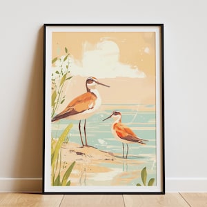 Sandpiper Print Beach House Decor Coastal Bird Art Seascape Painting Shorebird Illustration Beach Art Print Coastal Home Decor Sandpiper