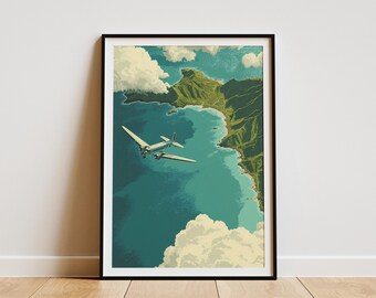 Hawaii TWA Vintage Travel Poster, Retro Hawaiian Wall Art