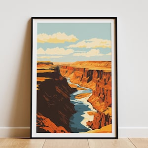 Namibia Fish River Canyon Poster Afrikanskt landskapstryck Orange Canyon Väggkonst Reseillustration Modern Minimalistisk Heminredning Nationell