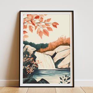 Wasserfall Wald Poster Natur Kunstdruck Ruhiger Wasserfall Wald Landschaft Moderne Natur Dekoration Ruhige Wasserfall Szene Ruhiger Wald Druck