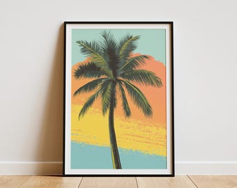 Palm Tree Sunset Poster Tropical Beach Art Print Summer Vacation Decor Modern Wall Art Boho Chic Home Decor Palm Tree Silhouette