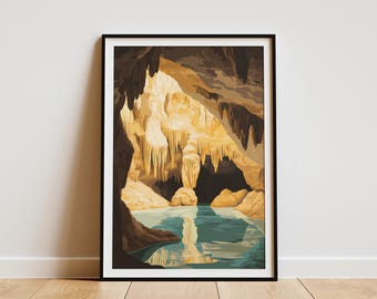 Carlsbad Caverns National Park Poster New Mexico Cave Art Print National Park Art Cave Illustration Nature Wall Art Decor United States