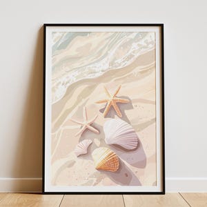 Muschel Seestern Strand Poster Küsten Sommer Ozean Wand Kunst Druck Wohnkultur Raum Dekor Boho Dekor Strand Haus Dekor