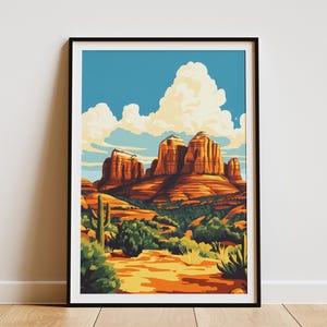Sedona Arizona Red Rocks Poster Druck Landschaft Southwest Desert Art Native American Naturszene Native Plants Cactus