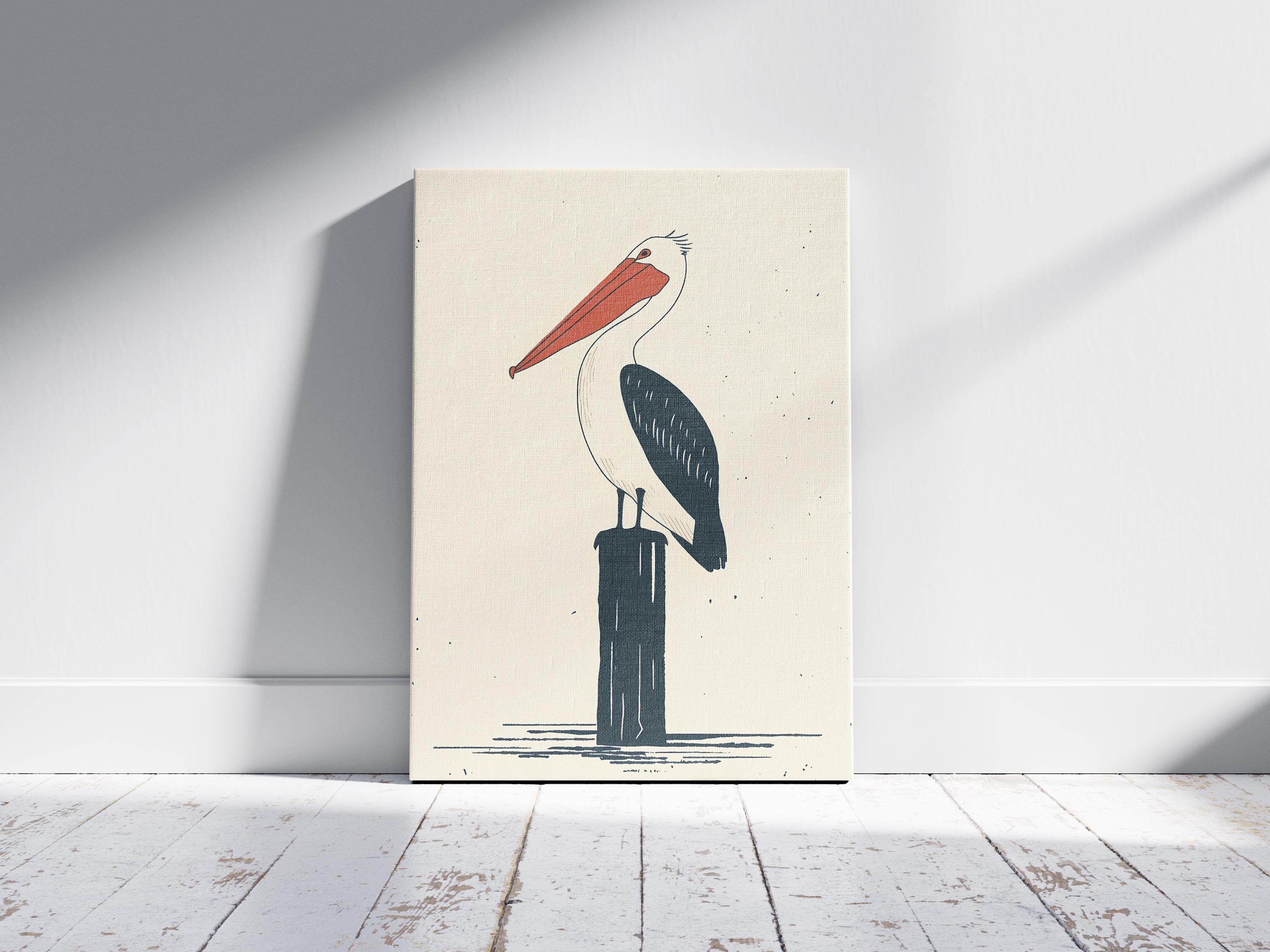 Pelican Art Print Coastal Bird Poster Ocean Animal Wall Decor Beach ...