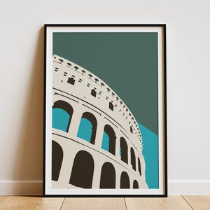 Minimalistische Colosseum print Rome Italië architectuur muur kunst modern abstract Romeins monument poster geometrisch gebouw illustratie Italian