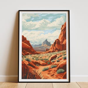 Nevada Valley of Fire National Park Poster Landscape Art Print Desert Hiking Nature Wall Art