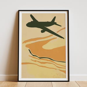 Minimalist Airplane Poster Abstract Art Print MidCentury Modern Wall Decor Travel Poster