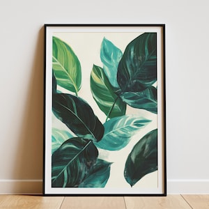 Calathea Leaf Print Boho Tropical Plant Poster Simple Trendy Wall Art Botanical Illustration Modern Home Decor Nature Inspired Art Print
