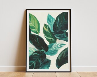 Calathea Leaf Print Boho Tropical Plant Poster Simple Trendy Wall Art Botanical Illustration Modern Home Decor Nature Inspired Art Print