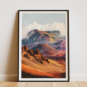 Haleakala National Park Poster Maui Hawaii Travel Print Vintage Style Wall Art Decor Haleakala Volcano Art Print Home Decor Souvenir Gift