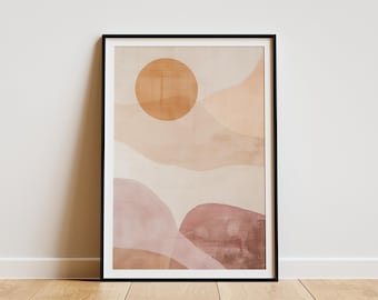 Abstract Wall Art Print Minimalist Art Print Modern Wall Decor Boho Wall Art Soft Pastel Shapes Living Room Decor