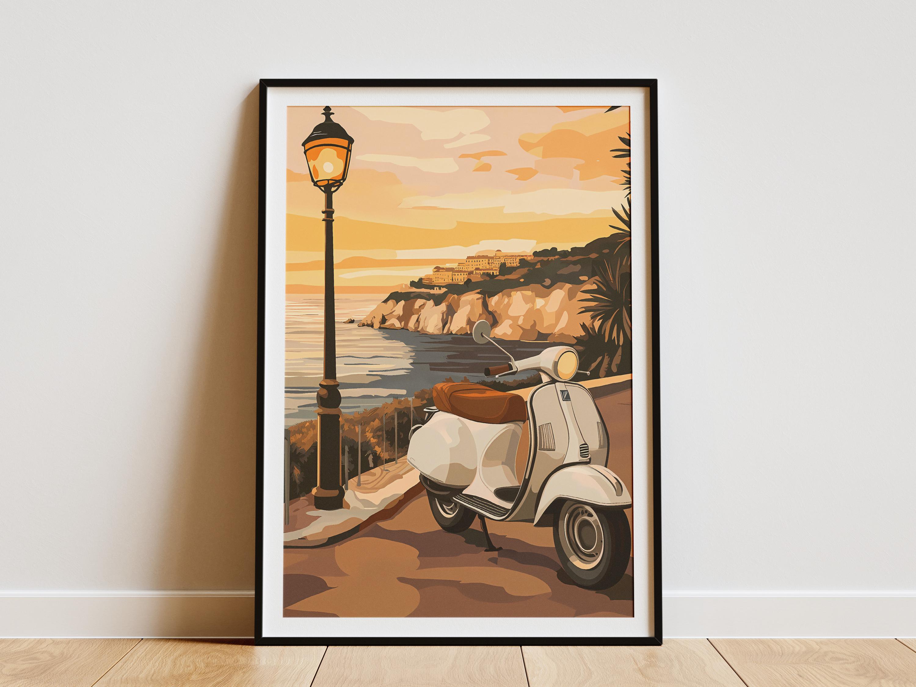 Lienzos Decorativos Scooter Calle Cuadro Sobre Lienzo Moderno 120x70cm