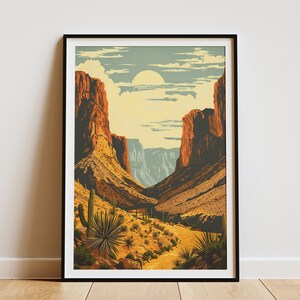 Big Bend Nationalpark Poster Vintage Reiseplakat Wüste Landschaft Kunstdruck Schlucht Wandkunst Texas Nationalpark