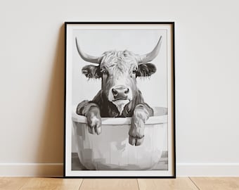 Stampa artistica da parete con immagine di una mucca delle Highland che