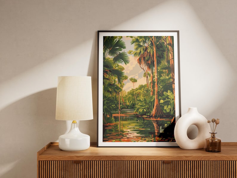Póster de los Everglades de Florida, lámina decorativa de naturaleza tropical para pared. imagen 2
