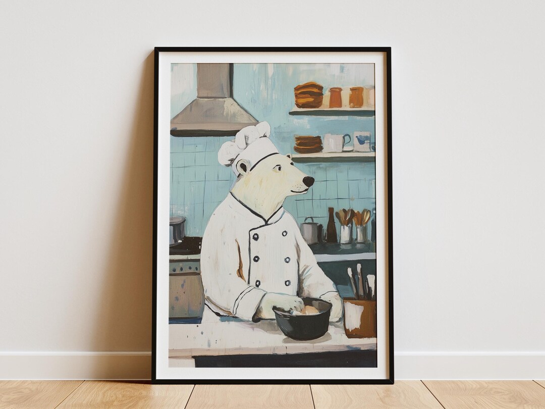 kitchen & dining prints – wolf & bear prints Images... Polar Bear Chef Art Print Kitchen Wall Decor Culinary Animal Poster ...