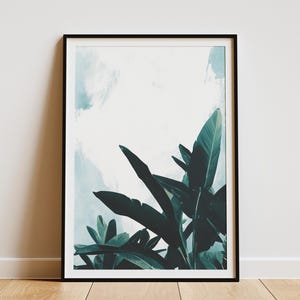 Impresión artística minimalista de plantas tropicales, arte de pared botánico simple, póster de hojas verdes, decoración moderna para el hogar, póster de papel, obra de arte inspirada en la naturaleza