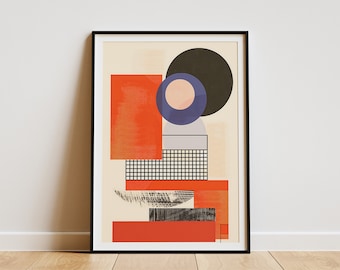 Impresión de arte de pared abstracto geométrico Impresión de póster de arte moderno minimalista de mediados de siglo Descarga digital Descarga instantánea