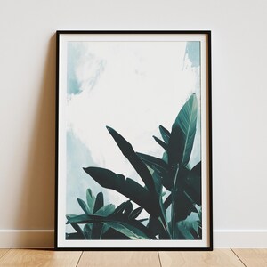 Minimalist Tropical Plant Art Print Simple Botanical Wall Art Green Leaves Poster Modern Home Decor  Paper Poster Nature Inspired Artwork